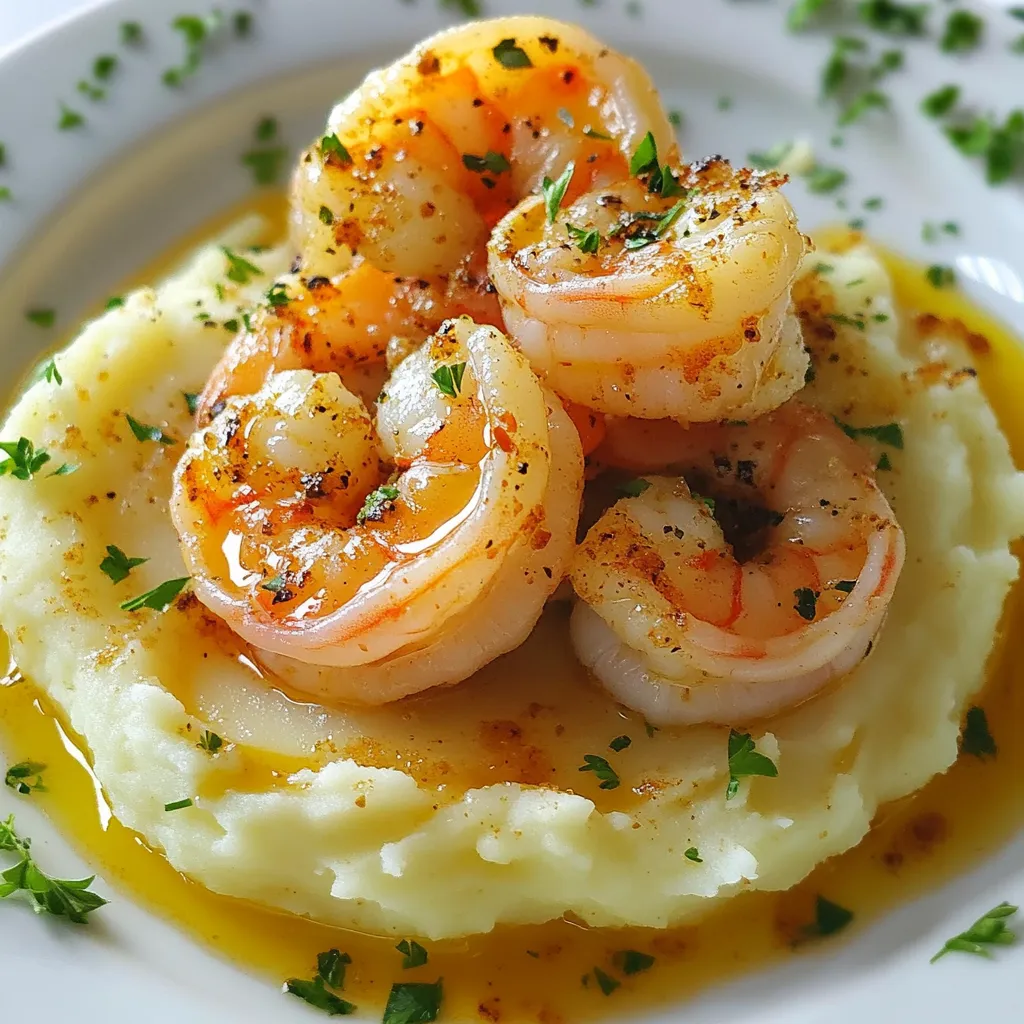 Garlic Shrimp over Mashed Potatoes Simple Delight