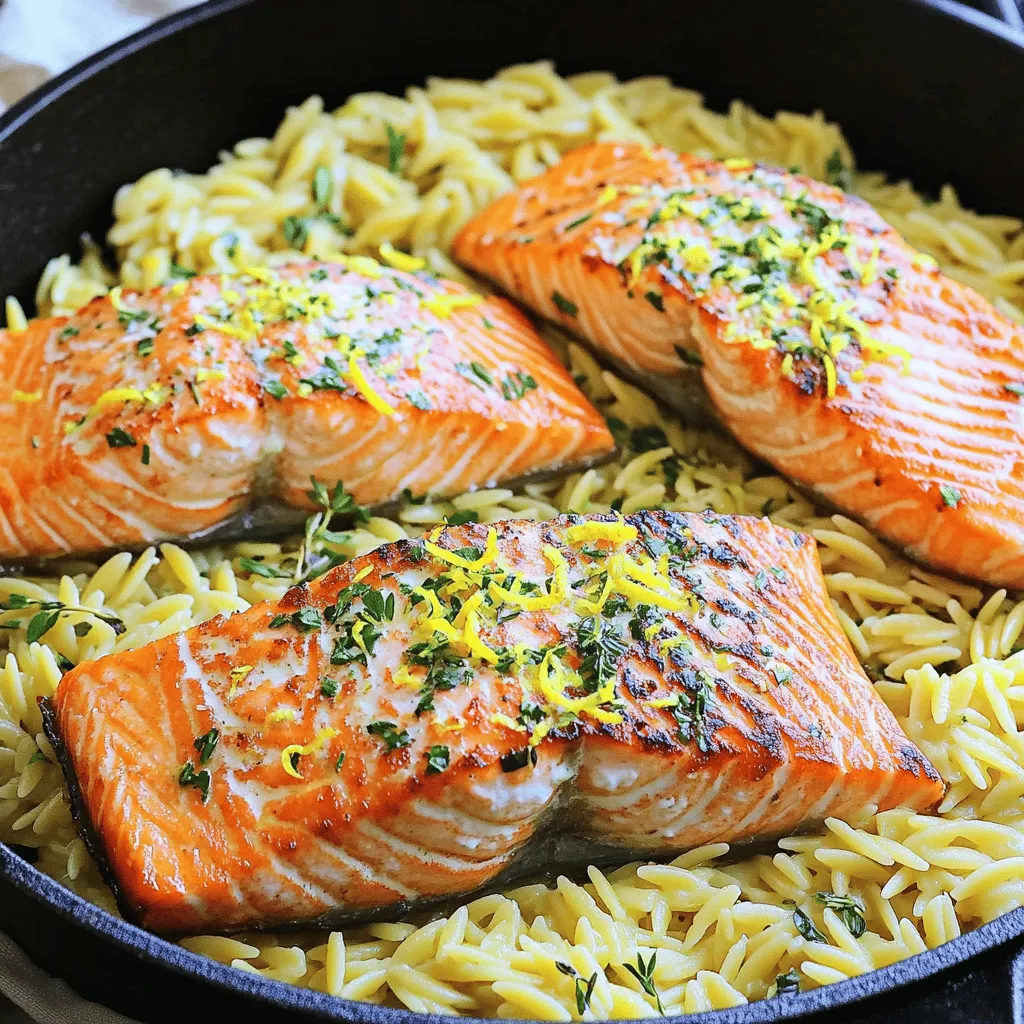 One Skillet Salmon with Lemon Orzo Fresh Delight