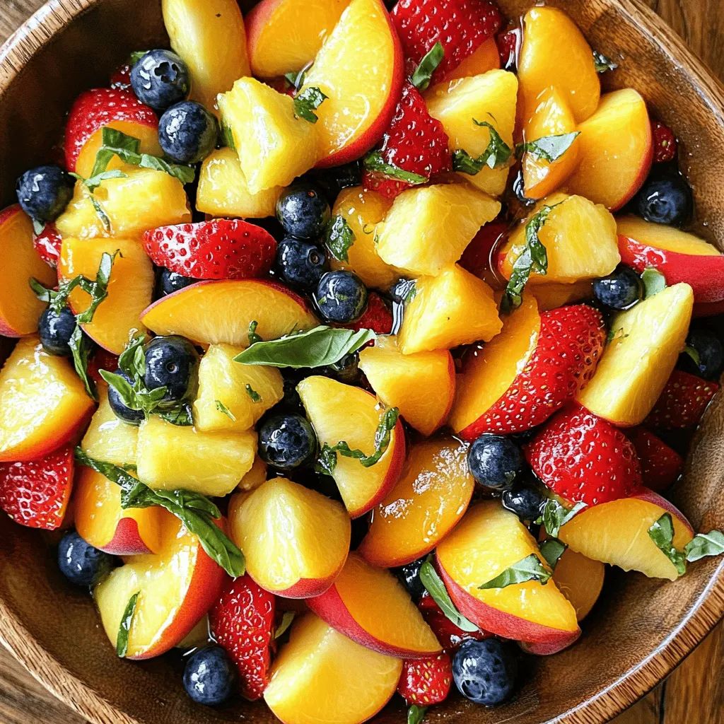 Honey Lime Basil Peach Fruit Salad Fresh and Delicious