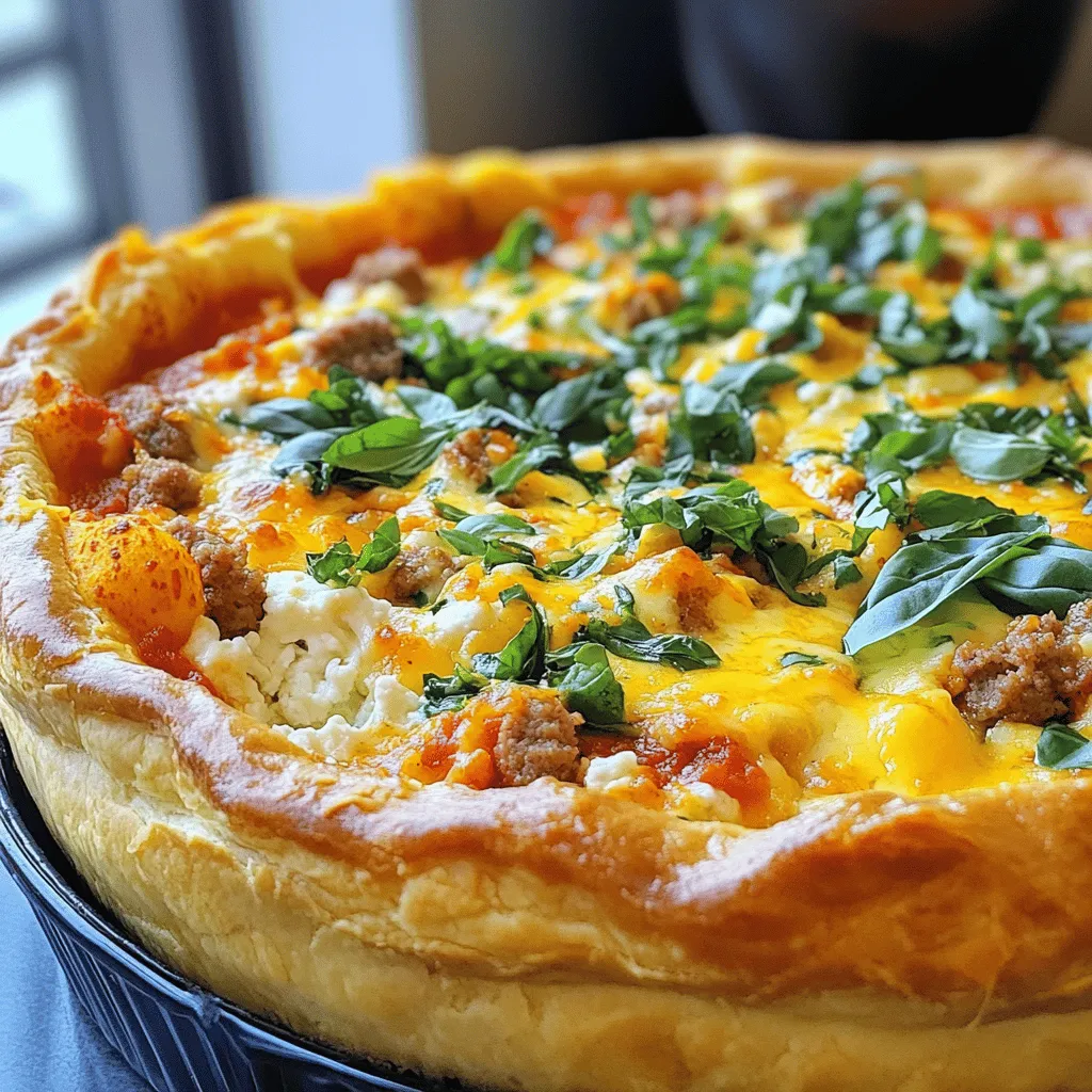 Sausage &#038; Spinach White Deep Dish Pizza Delight