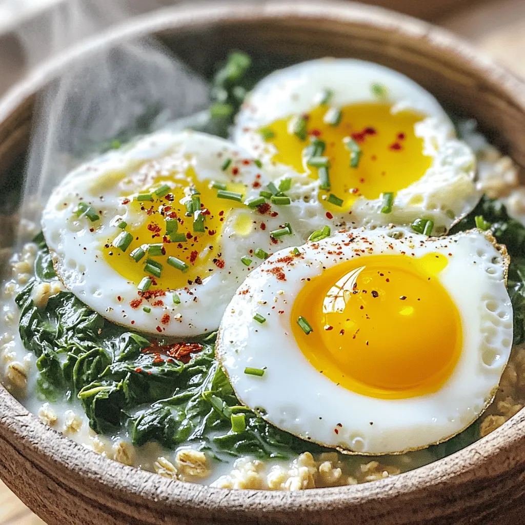 Savory Oatmeal with Spinach and Eggs Tasty Breakfast Dish