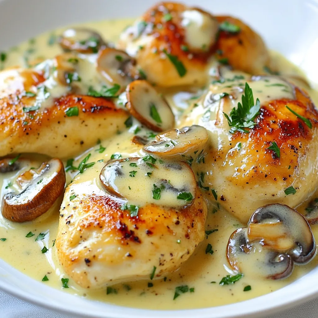 Skillet Chicken Mushroom Cream Sauce Quick and Tasty Meal