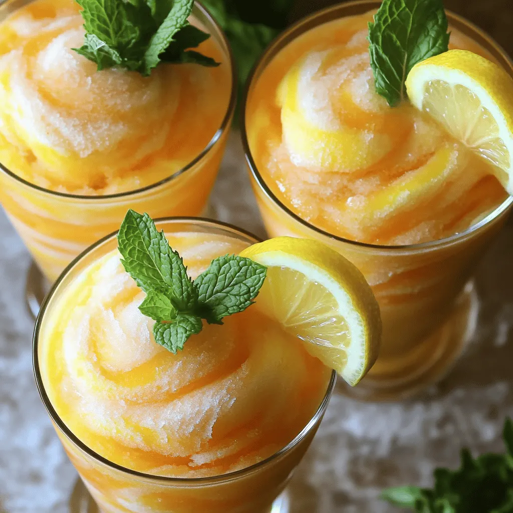 Frozen Peach Lemonade Slushie Refreshing Summer Drink