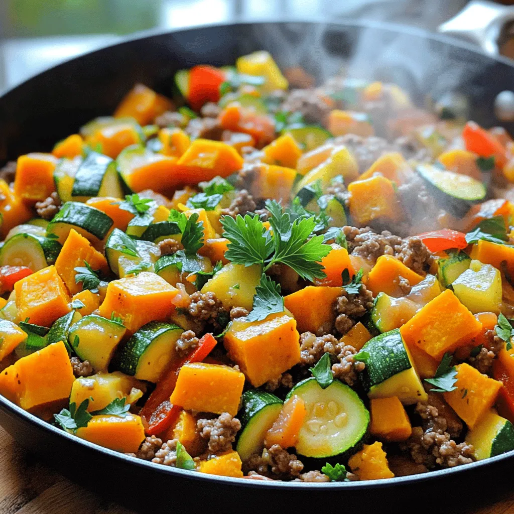 Ground Beef Zucchini Sweet Potato Skillet Delight
