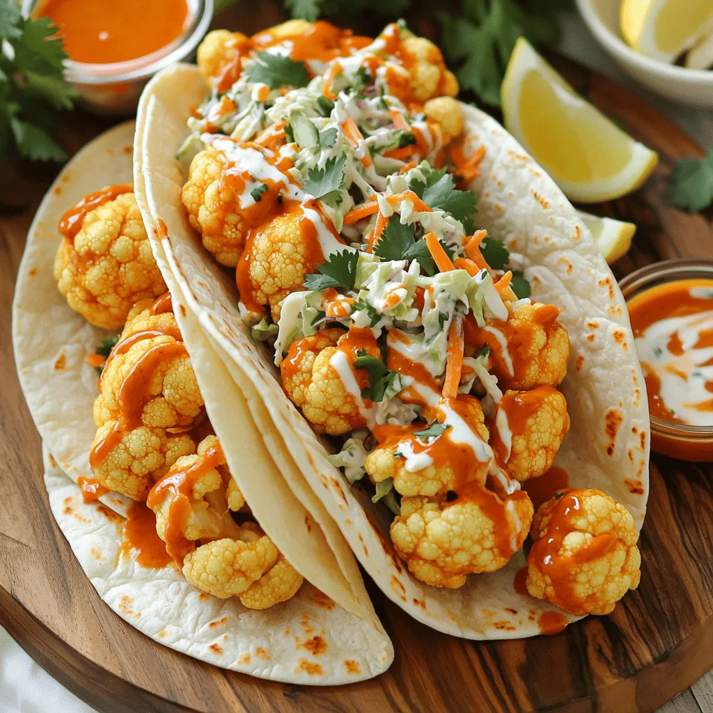Buffalo Cauliflower Tacos with Creamy Ranch Slaw Delight