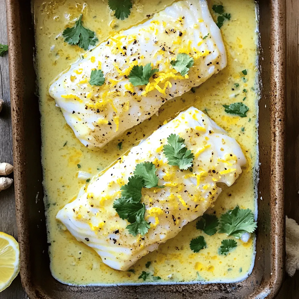 Baked Cod in Coconut Lemon Cream Sauce Delight