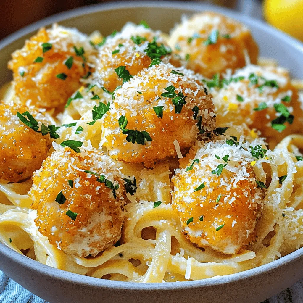 Garlic Butter Chicken Bites with Creamy Pasta Delight