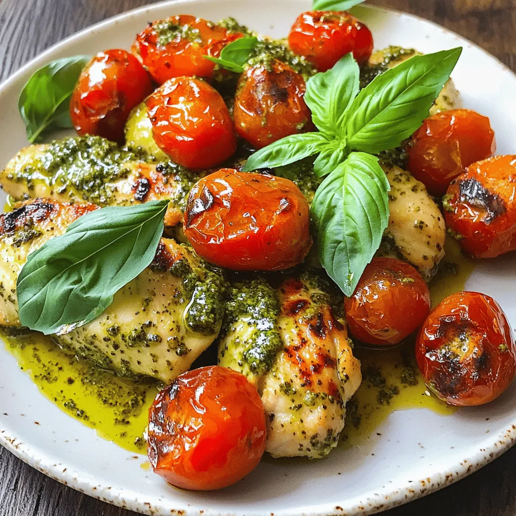 Creamy Pesto Chicken with Roasted Tomatoes Delight