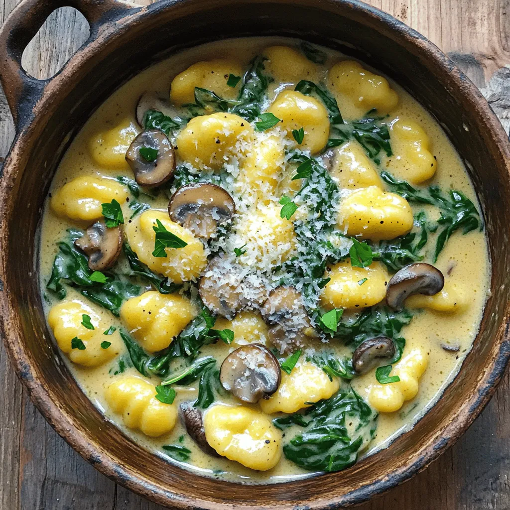 One-Pot Creamy Mushroom and Spinach Gnocchi Delight
