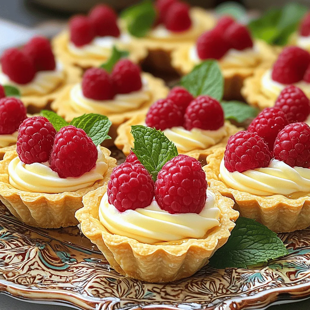 Mini Vanilla Cream Tarts with Raspberries Delight