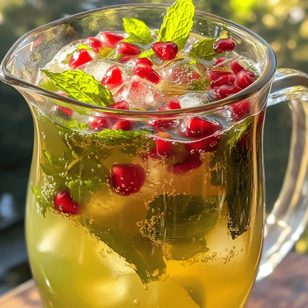 Pomegranate Mint Sparkling Green Tea Refreshing Drink