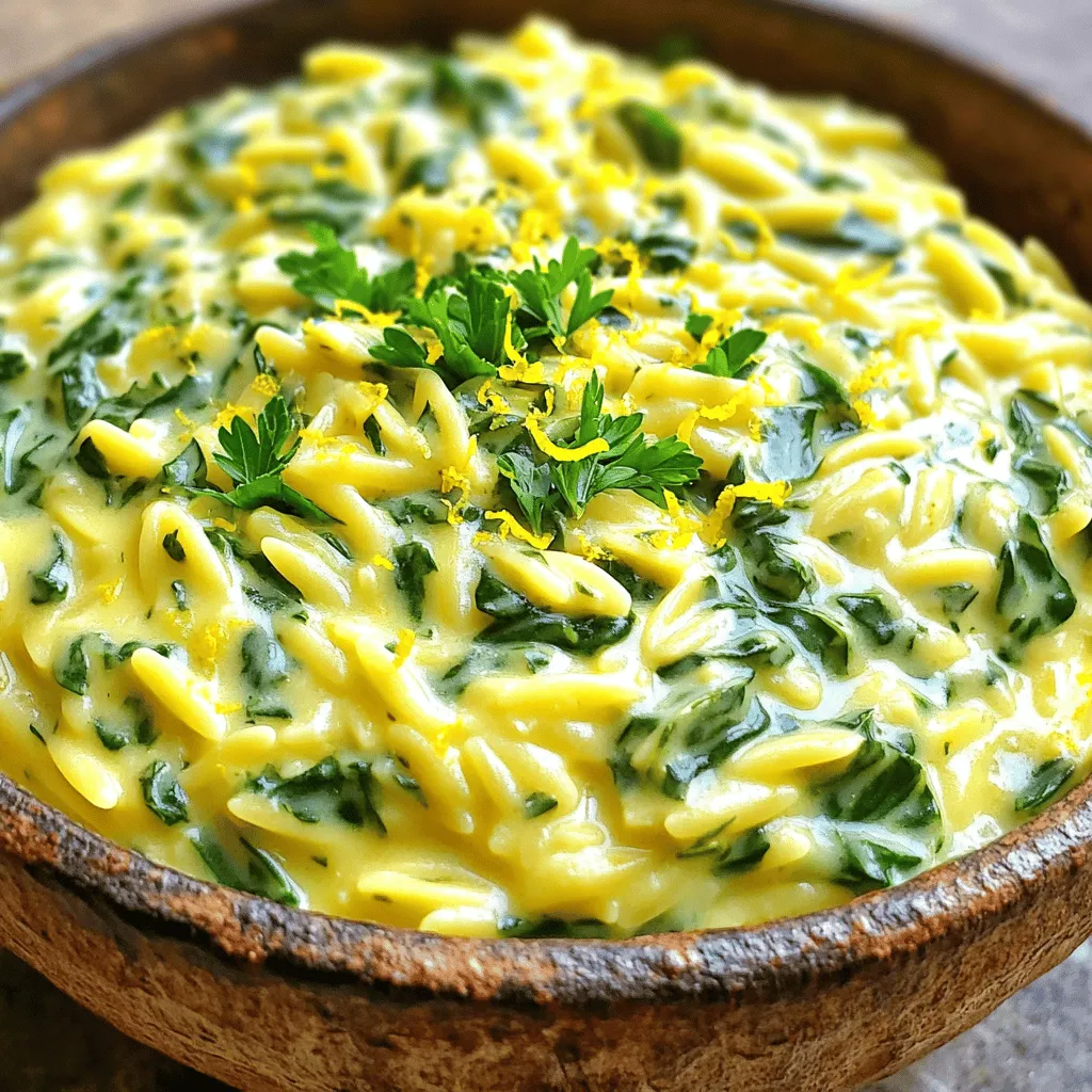 One Pot Creamy Lemon Spinach Orzo Delightful Dish