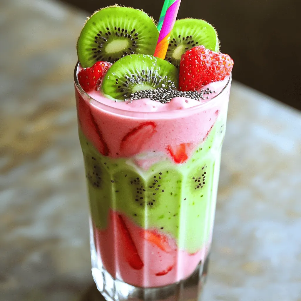 Strawberry Kiwi Yogurt Smoothie Refreshing and Tasty Drink