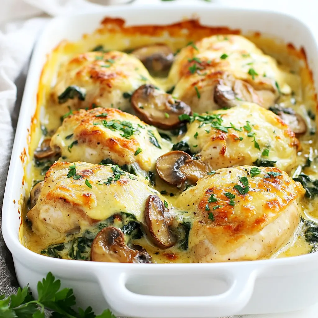 Keto Garlic Mushroom Chicken Casserole Delight