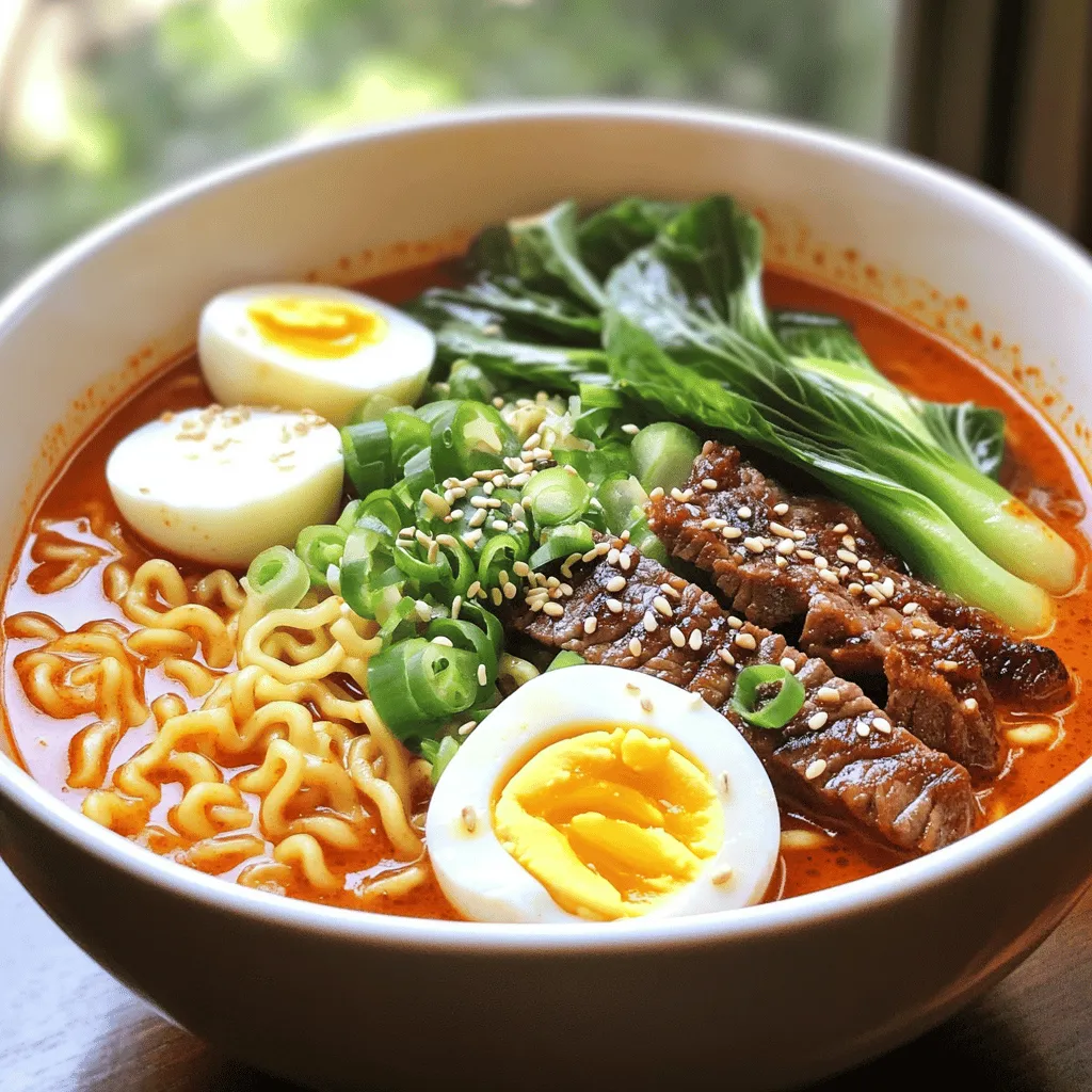 Spicy Korean Ramen with Grilled Beef Savory Delight
