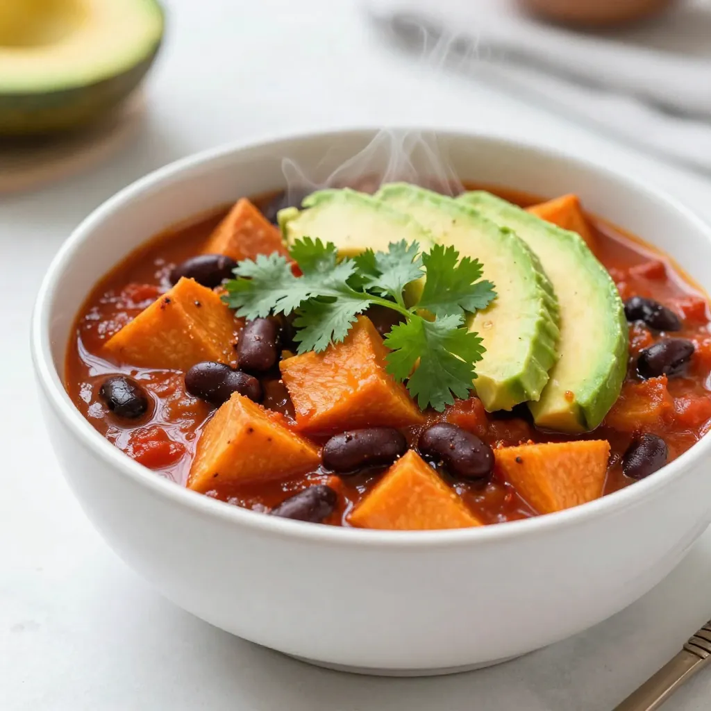 Savory Vegan Sweet Potato Black Bean Chili Recipe