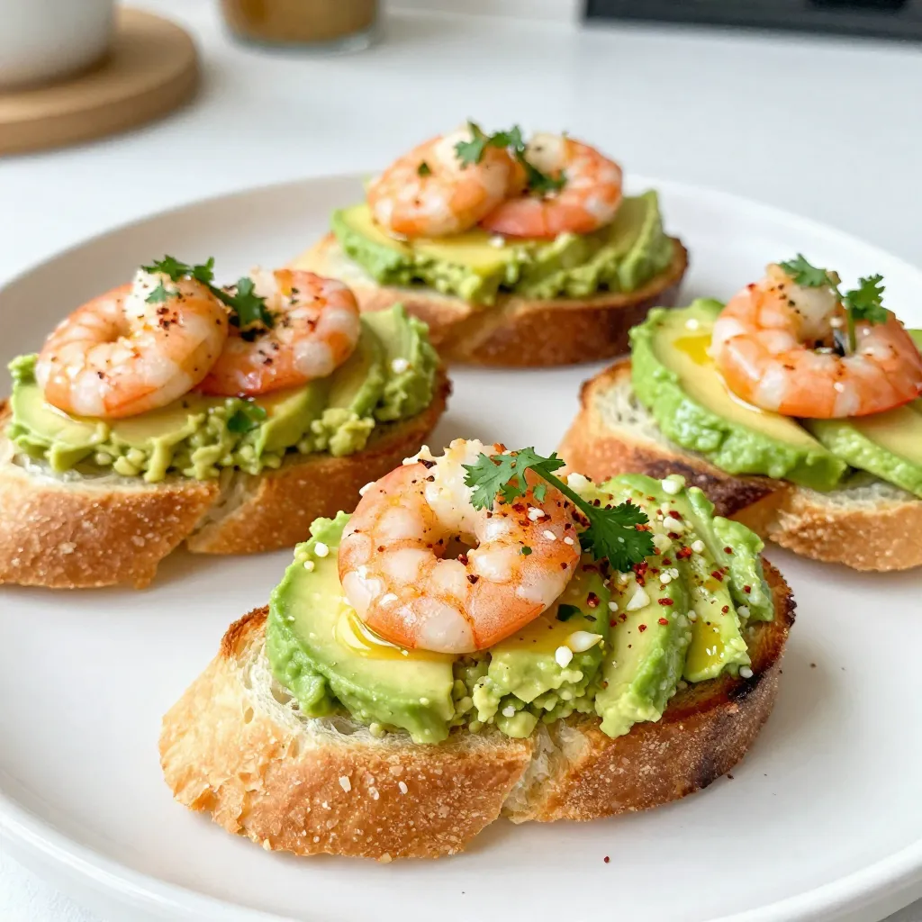 Garlic Shrimp Avocado Crostini Fresh Flavorful Snack