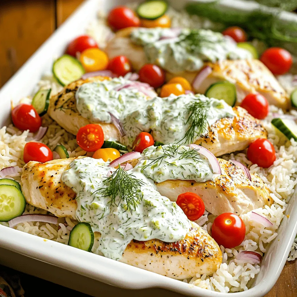 Dump and Bake Chicken Tzatziki Rice Simple Dish