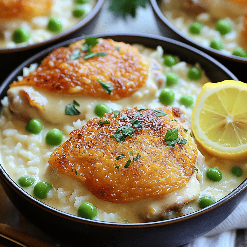 - 4 boneless, skinless chicken thighs - 1 cup white rice - 2 cups chicken broth - 1 cup heavy cream