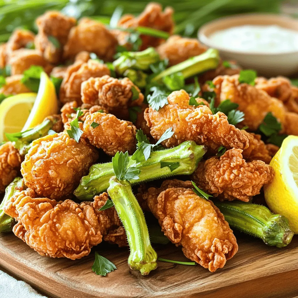 Fried Okra and Chicken Tasty Crispy Comfort Meal