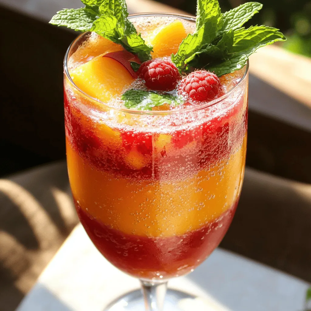 Peach Raspberry Bellini Mocktail Refreshing Delight
