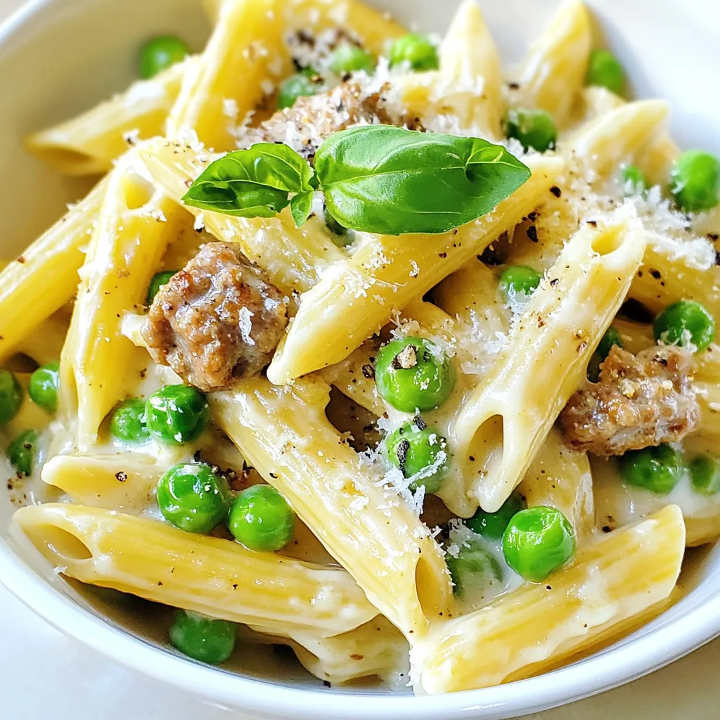 Penne Peas and Sausage Flavorful Pasta Dish
