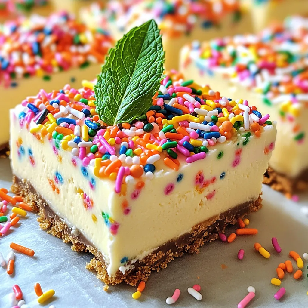 No-Bake Funfetti Cheesecake Bars Delightful Treat Idea
