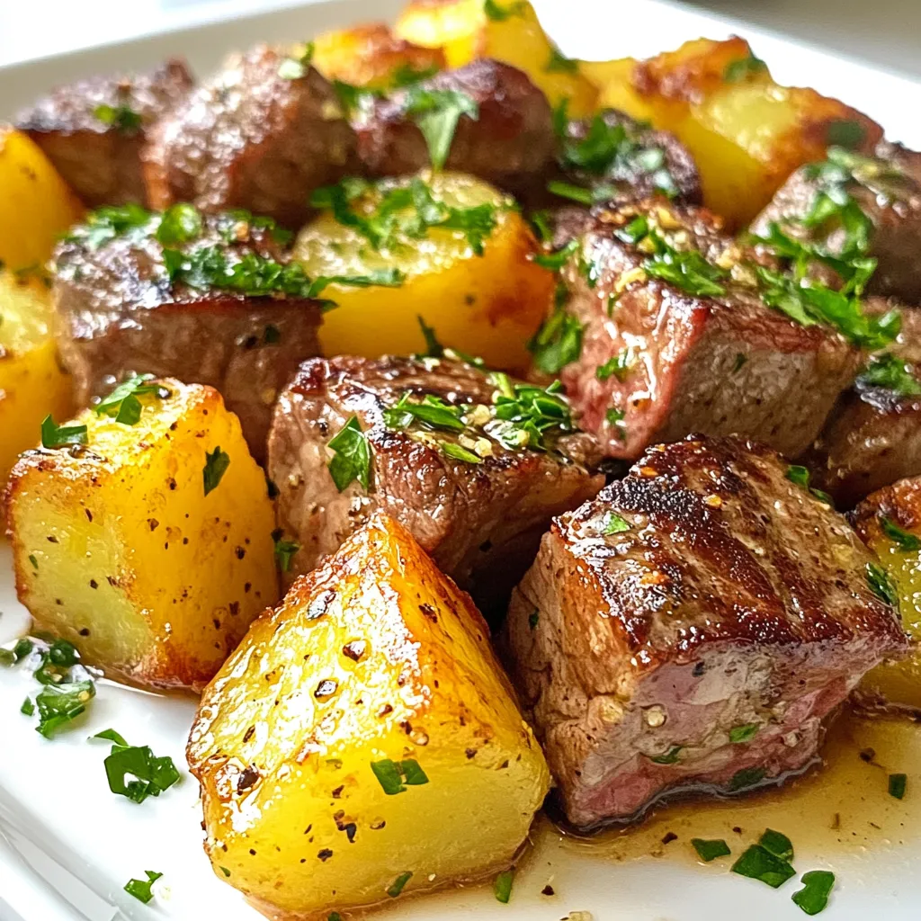 Garlic Butter Steak Bites with Potatoes Simple Recipe