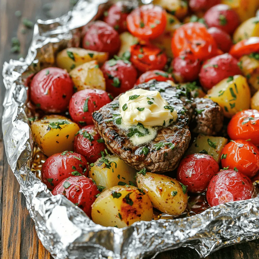 Garlic Butter Steak and Potato Foil Packets Delight