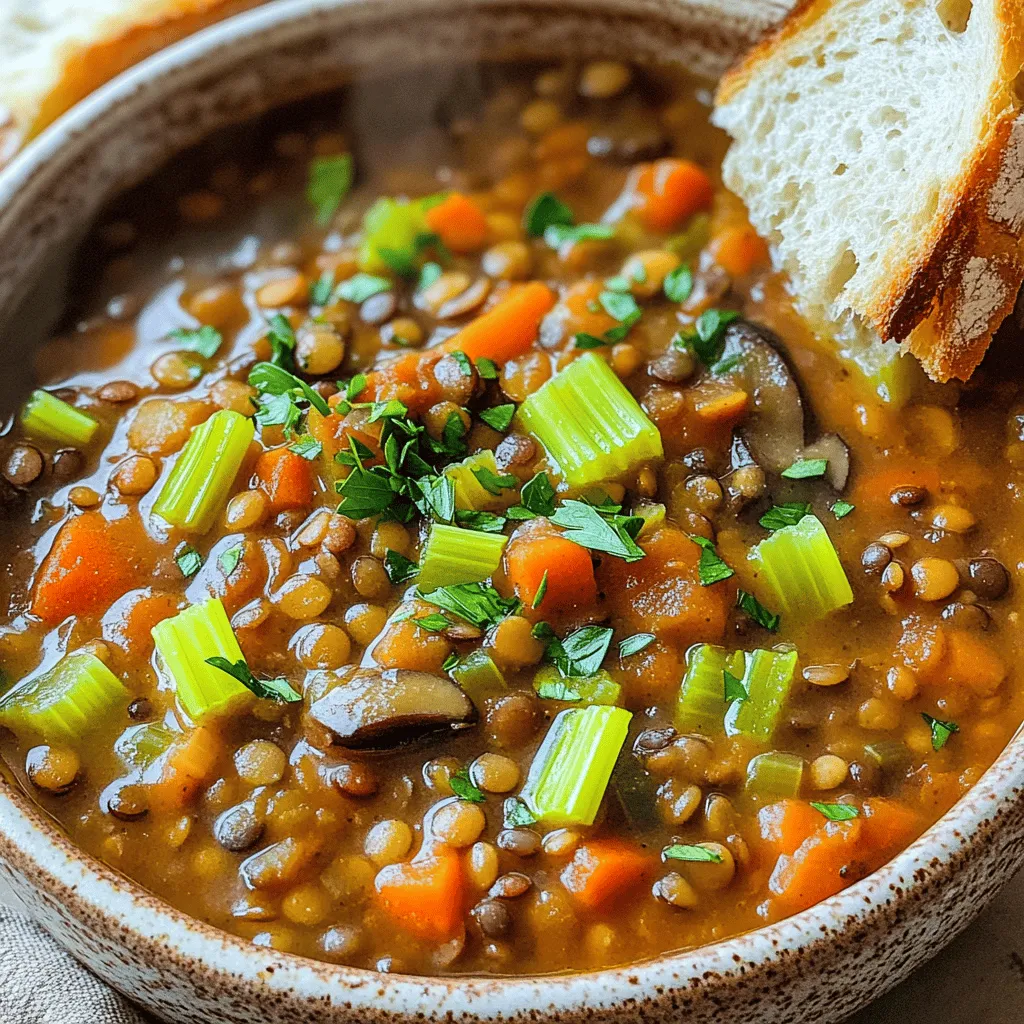 Hearty Vegan Lentil Mushroom Stew Comfort Dish