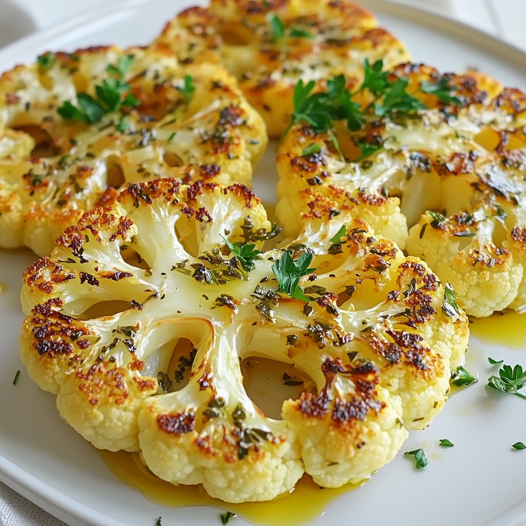 Garlic Herb Roasted Cauliflower Steaks Delightful Dish