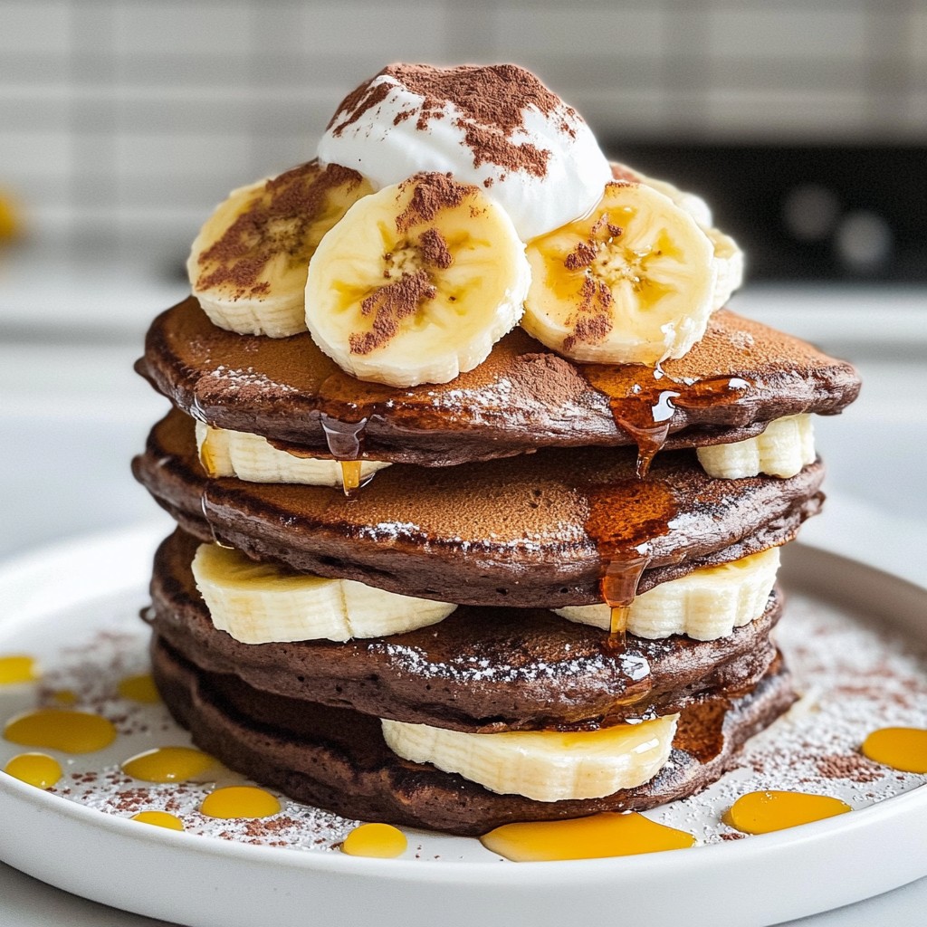 Fluffy High-Protein Chocolate Banana Protein Pancakes