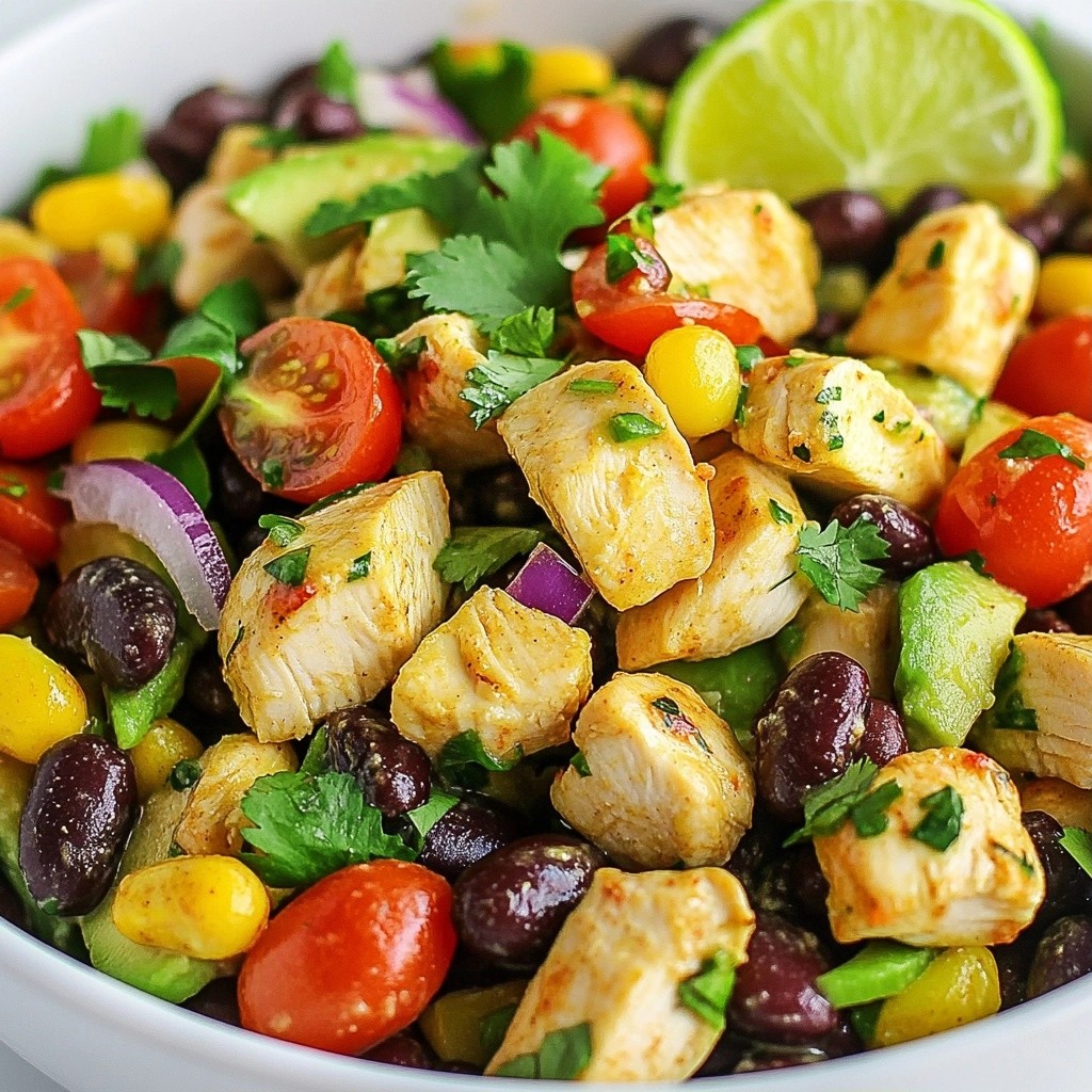 Replenishing High-Protein Chicken Avocado Bean Salad