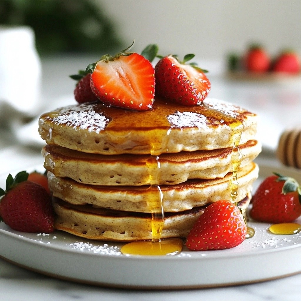 Fluffy High-Protein Strawberry Oat Pancakes Recipe