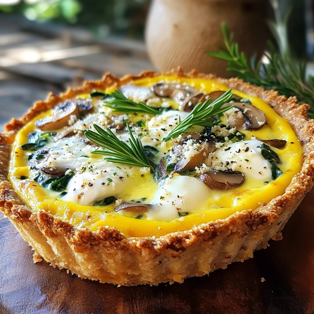 Cheesy High-Protein Spinach and Mushroom Quiche Recipe