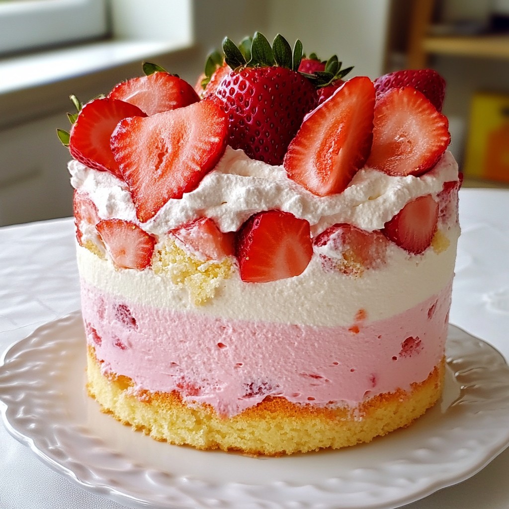 Strawberry Mousse Cloud Cake Delicious and Light Treat