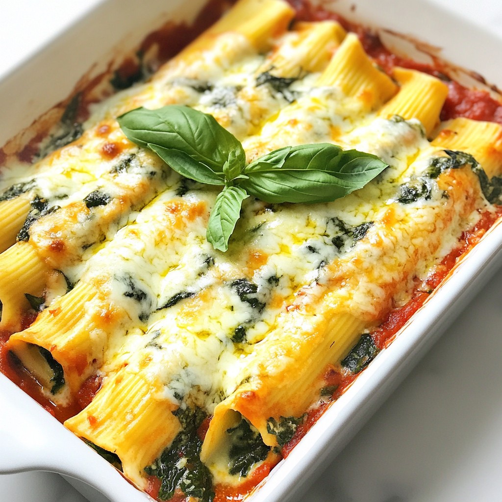 Three Cheese Spinach Stuffed Manicotti Delight
