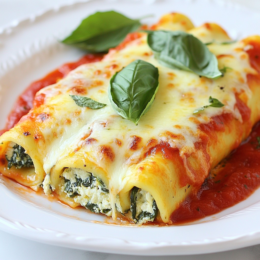 Three Cheese Spinach Stuffed Manicotti Delight