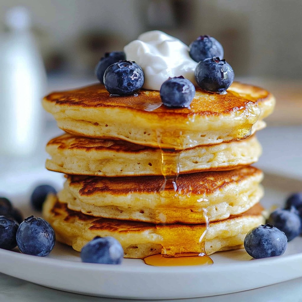 Fluffy High-Protein Cottage Cheese Pancakes with Blueberries