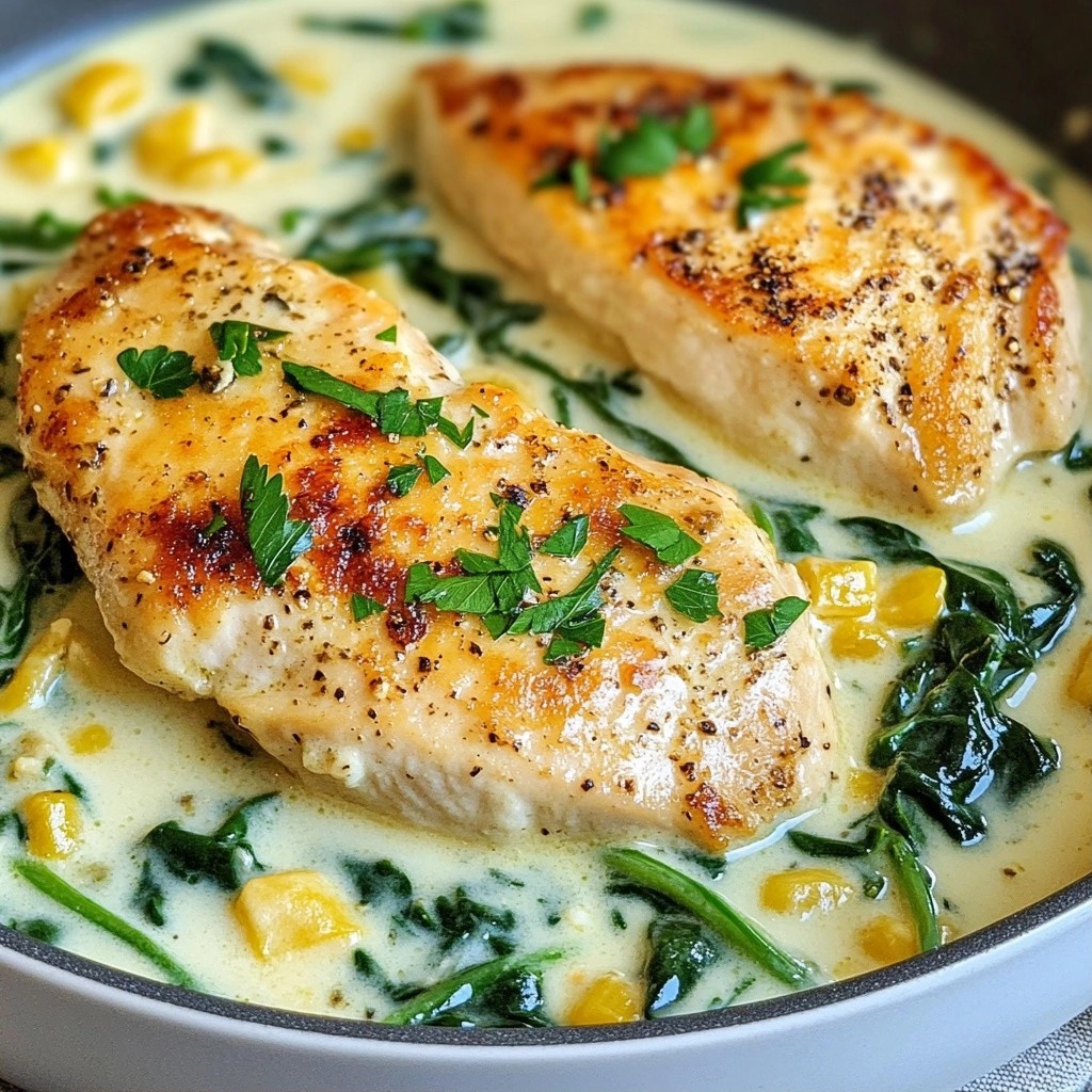Savory High-Protein Creamy Spinach Chicken Skillet