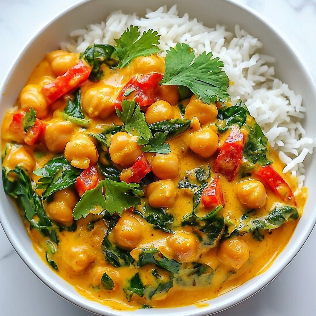 Creamy High-Protein Coconut Curry Chickpeas Delight