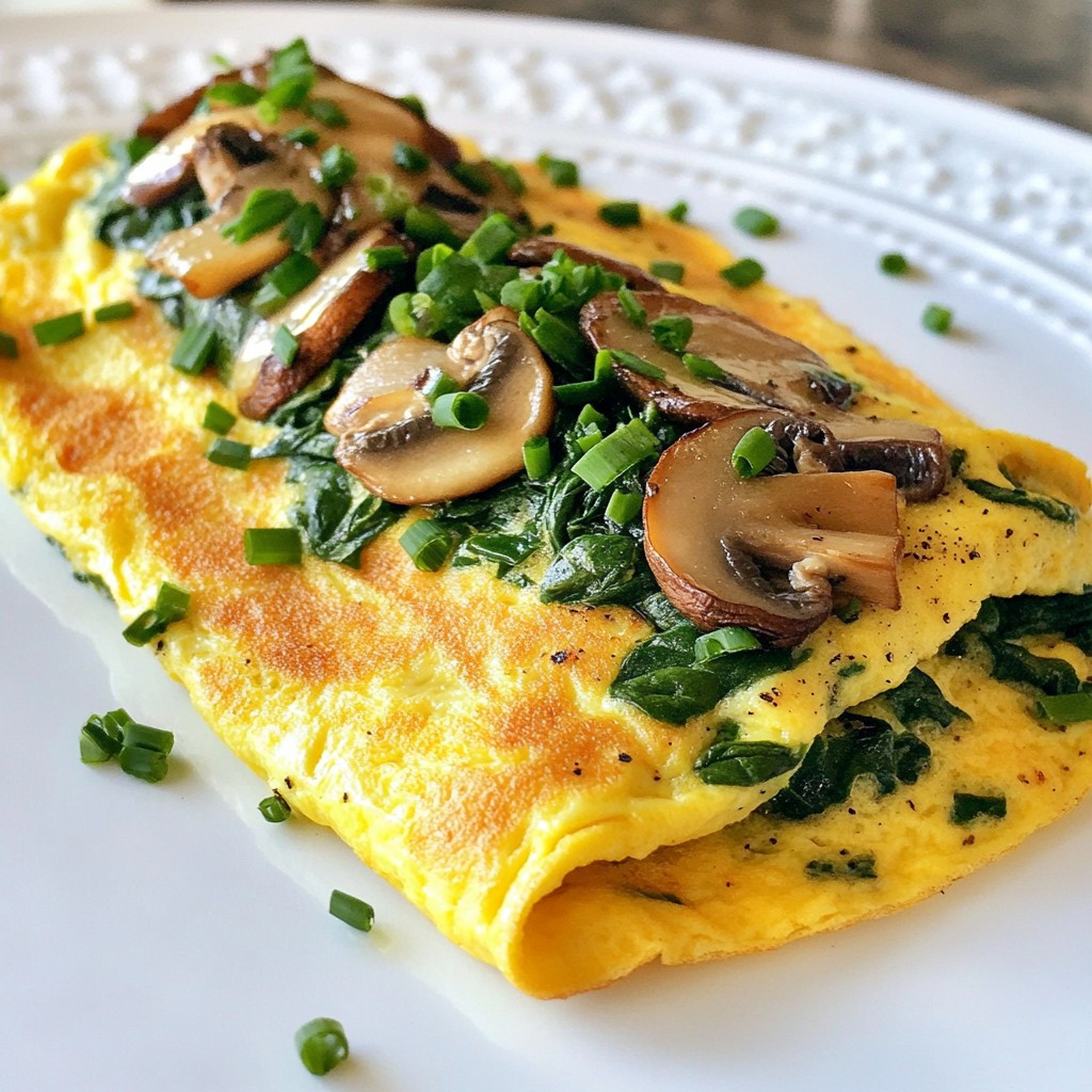Fluffy High-Protein Spinach and Mushroom Omelette Recipe