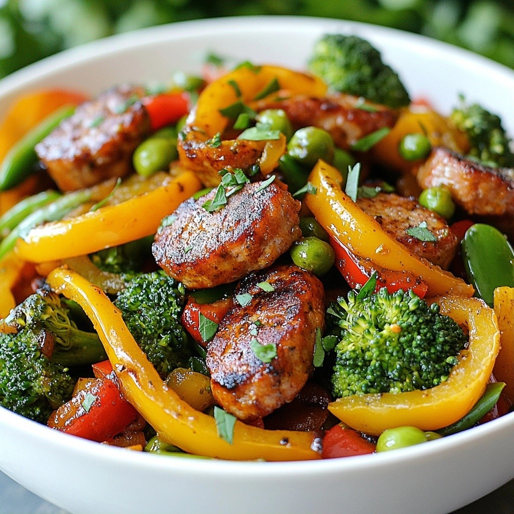 Spicy High-Protein Cajun Turkey Sausage Stir Fry Meal