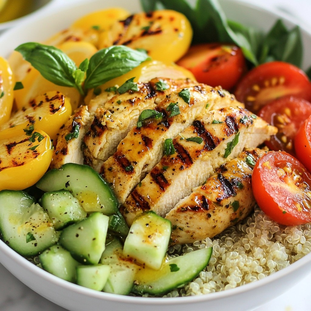Easy high-protein Grilled Lemon Basil Chicken Bowls