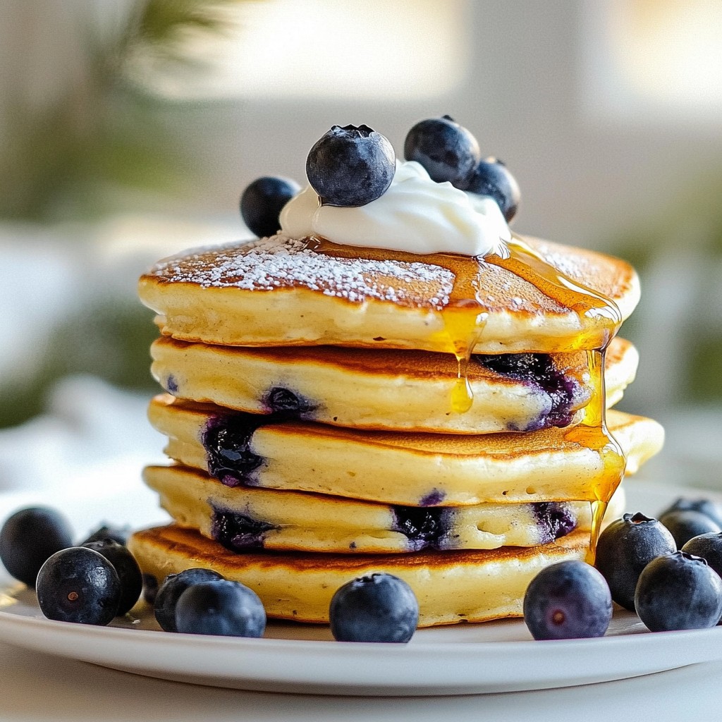 Fluffy High-Protein Blueberry Greek Yogurt Pancakes