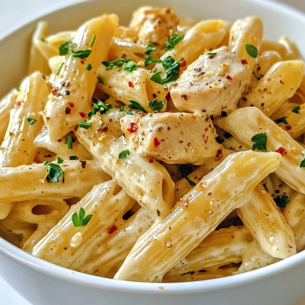 Creamy High-Protein Garlic Chicken Pasta Delight