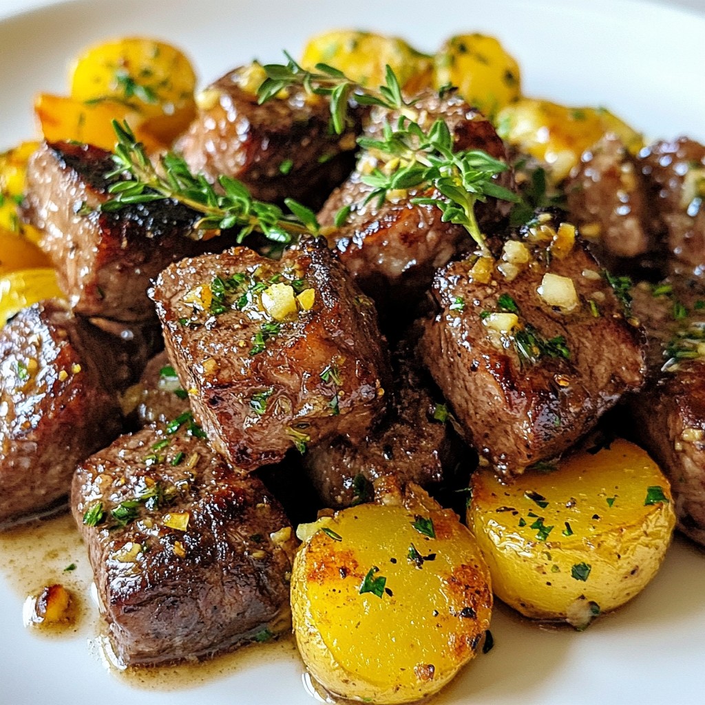 Garlic Butter Steak Bites with Potatoes Delight