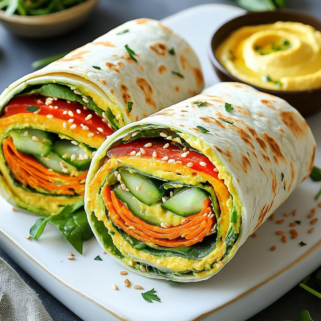 Crunchy High-Protein Vegetable and Hummus Wraps Recipe