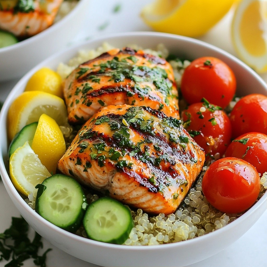 Easy high-protein Lemon Herb Salmon Bowls Recipe