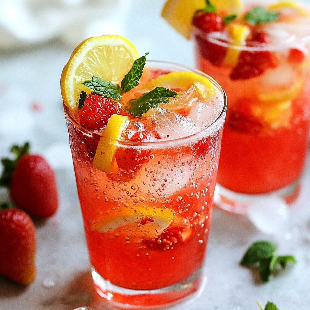 Sparkling Strawberry Lemonade Mocktail Refreshing Treat